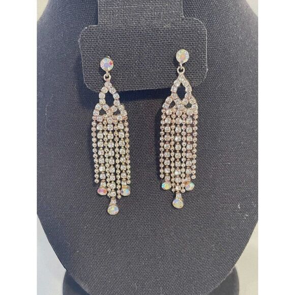 Wedding Bridal Party Jewelry Set crystal Rhinestone Necklace & Earrings Set 18" - Picture 2 of 13